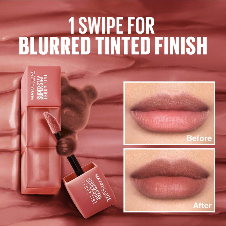 Maybelline Super Stay Teddy Tint Soft Blurred Matte Lip Tint | 12h Longwear, Transfer proof| Makeup